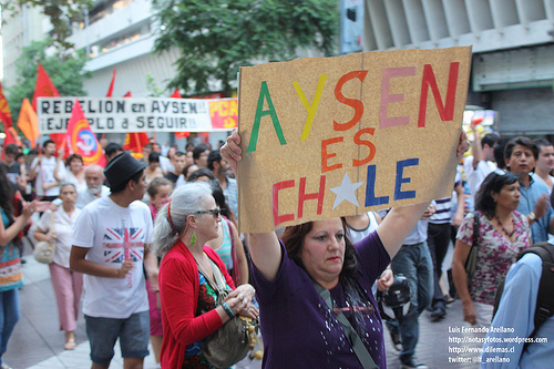 "Aysén is Chile." Protest in support of Aysén mobilizations, February 20, 2012, Santiago, Chile. Photo by Luis Fernando Arellano, Flickr (CC BY-NC-SA 2.0)