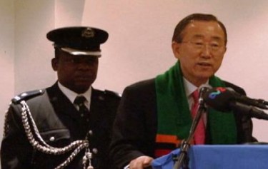The UN Secretary-General Ban Ki-moon speaking in Lusaka, Zambia. Photo courtesy of zambianwatchdog.com.