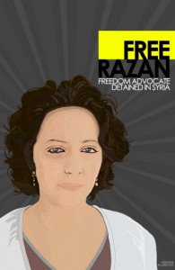 Um dos cartazes da campanha 'Libertem Razan', compartilhado por apoiadores depois da detenção em dezembro