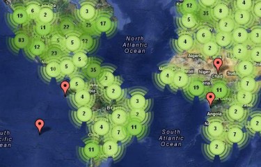 Capture d'écran de la carte interactive des vidéos de Un jour sur terre