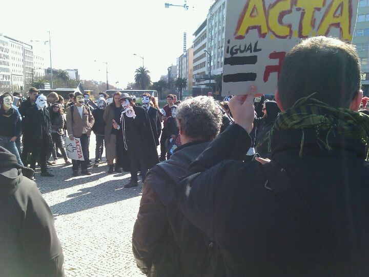 "ACTA seems to be a marginal concern in Portugal. Few people mostly the youth". Photo by Kris Haamer on Foursquare (used with permission).