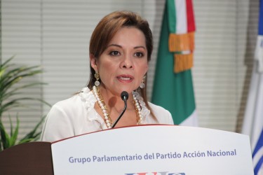 Josefina Vázquez Mota during a press conference. Image by Luis Ramon Barron Tinajero, Copyright Demotix.
