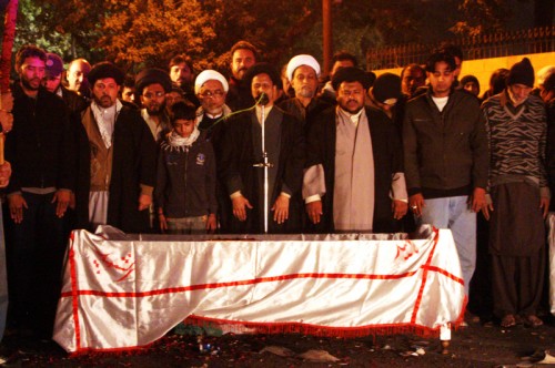 A massive funeral procession for slain Shi'ite leader, Askari Raza. Image by Syed Yasir Kazmi. Copyright Demotix (1st January 2012)