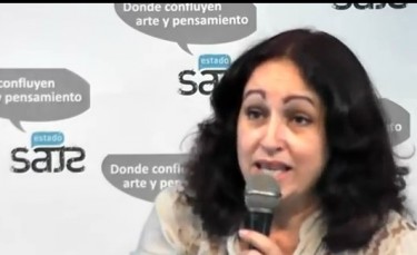 Miriam Celaya speaks at Estado de SATS. Screenshot from video: http://youtu.be/7mHpPALH-XE