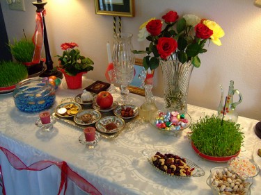 Traditional table decoration of Persian New Year