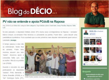 Print of Décio's personal blog, with his last post