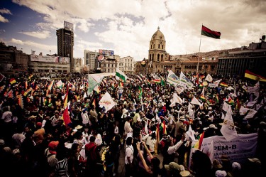 TIPNIS march arrives in La Paz in October 2011. By Szymon Kochański on flickr (CC BY-NC-ND 2.0)