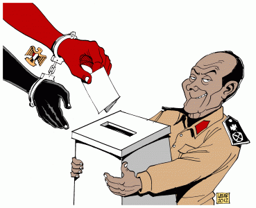 No kidding! Free election in Egypt??? Cartoon by Carlos Latuff.