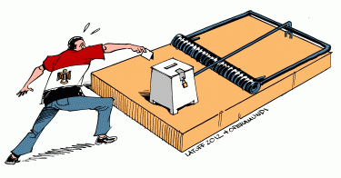 Egyptian presidential election in a nutshell. Cartoon by Carlos Latuff.