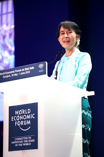 Suu Kyi at World Economic Forum. Photo from Flickr page of WEF