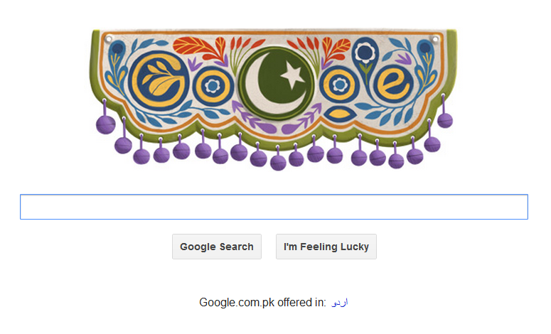 Google Pakistan's Independence Day doodle featuring Truck Art