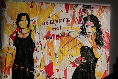 "<em>Délivrez-moi du mâle</em>" (Deliver me from man), wall stencil by French artist MissTic, photo by xtof on Flickr, used under Creative Common license