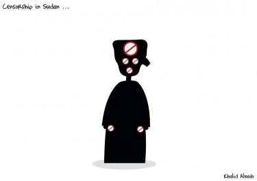 Nuovo Khartoon: Khalid Albaih condivide questo fumetto sulla censura in Sudan sulla sua pagina Facebook (17/09/12).