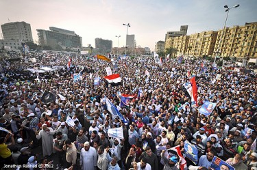 Mitin del candidato salafista a las elecciones presidenciales egipcias Hazam Abu Ismail en la plaza Tahrir