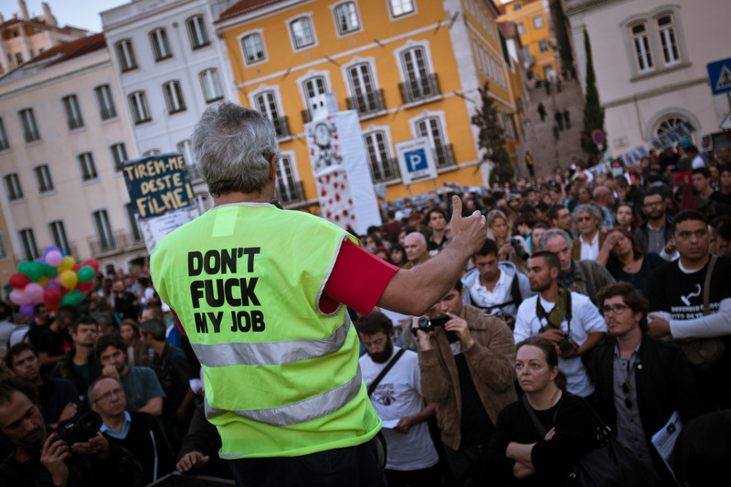 "Don't fuck my job". Photo by Xavier Malafosse copyright Demotix (15/10/2012)