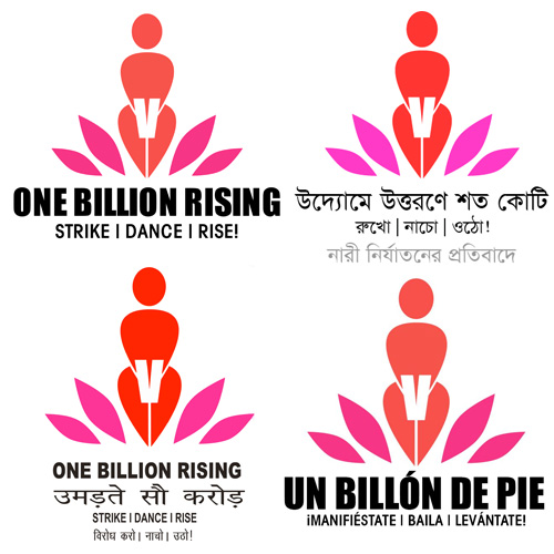 One Billion Rising Logos in different languages including Bangla