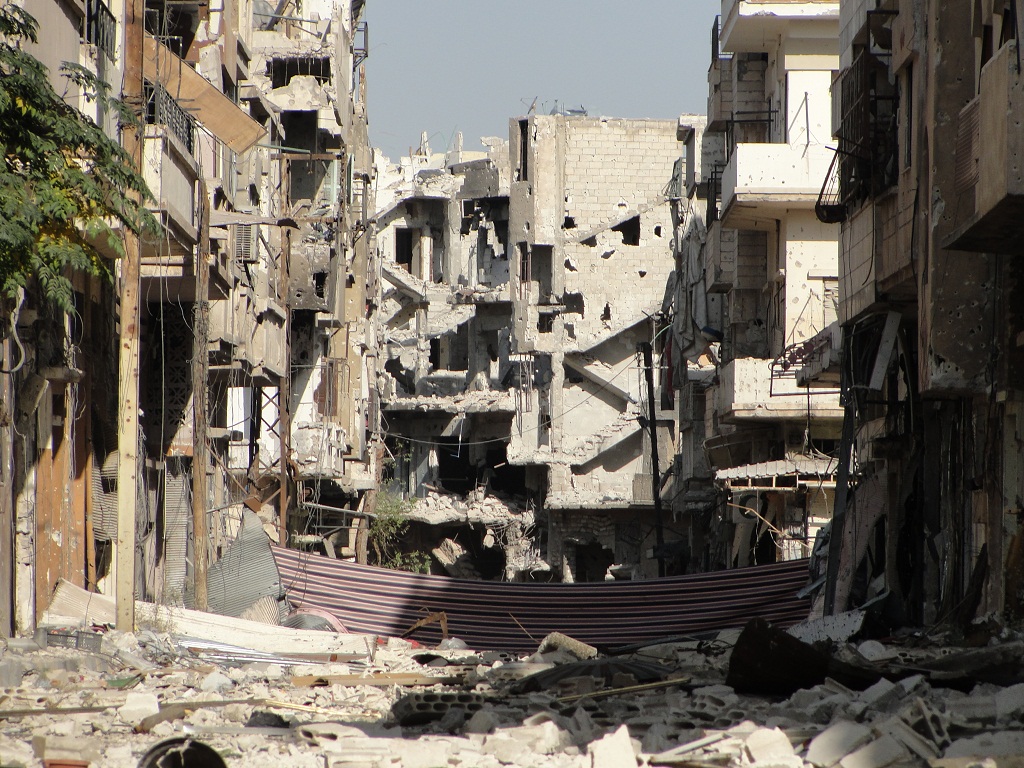 Siria - Homs - 10 ottobre 2012 - Distruzione seguita al bombardamento da parte delle forze di Assad 