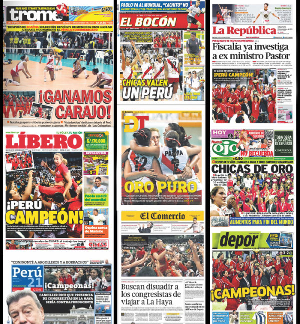 Peruvian newspapers react to volleyball team's victory