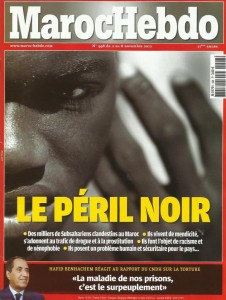 The cover of Moroccan Weekly lists the peril of black immigration in Morocco - Public Domain
