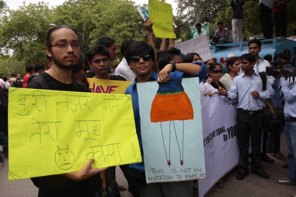 Men participating at the Delhi Slutwalk.