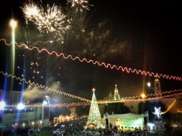 The lighting of the Xmas tree in Bethlehem
