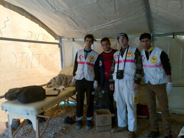 A photograph inside the medical tent, shared on Twitter by @Tweet_Palestine 