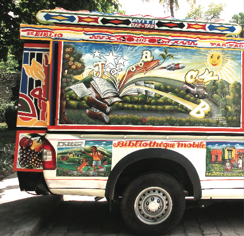 BiblioTaptap Bookmobiles in Haiti. Photo from the Libraries Without Borders website.