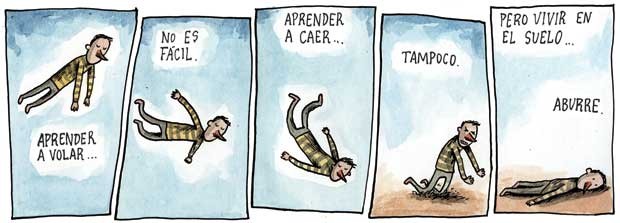 A comic strip by Liniers posted on Pós-Pop, a blog about pop culture. 