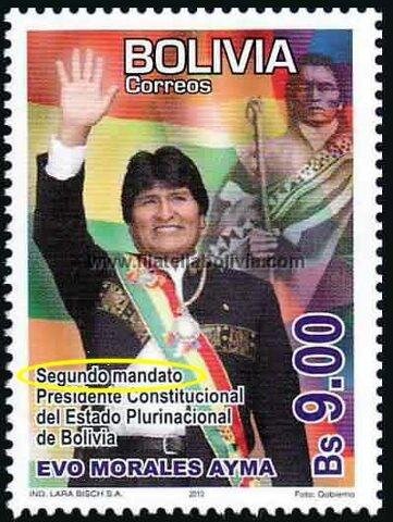 "Second mandat. Président constitutionnel de l'État plurinational de Bolivie" Image diffusée sur Twitter par l'utilisateur @JulioAliagaL