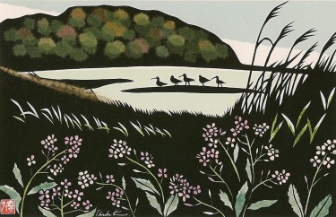 'Spring in Wajiro Tidal Flat' KIRIE-Cutting Paper Art by Hirorko Kusuda used with permission 