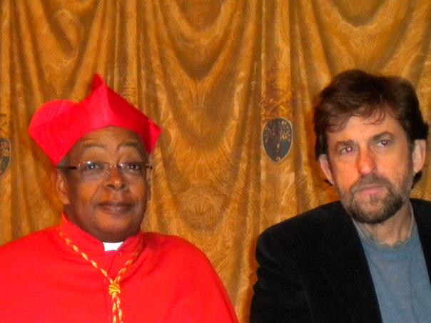 Global Voices has a cardinal! Author Abdoulaye Bah with director Nanni Moretti on the set of the film "We Have a Pope"