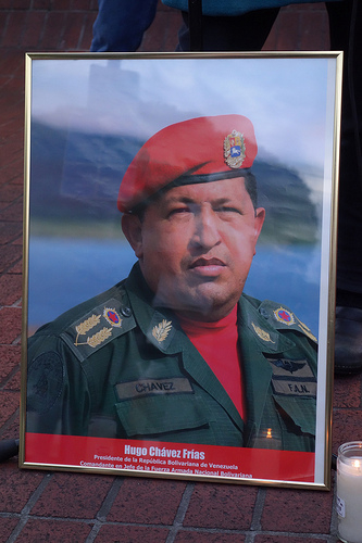 "Memorial for Hugo Chavez at 24th & Mission in San Francisco", by Steve Rhodes, used under a Creative Commons license.