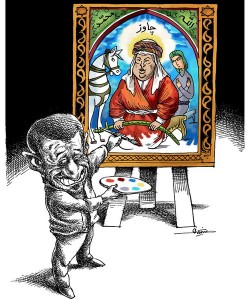 Ahmadinejad presenta Chavez come un santo sciita. Mana Neyestani in Roozonline