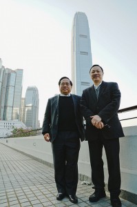 Albert Ho and Benny Tai in Central. Photo from inmediahk.net. CC: AT-NC