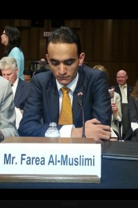 Farea Almuslim, the first Yemeni to testify at the Drone Wars Senate hearing 