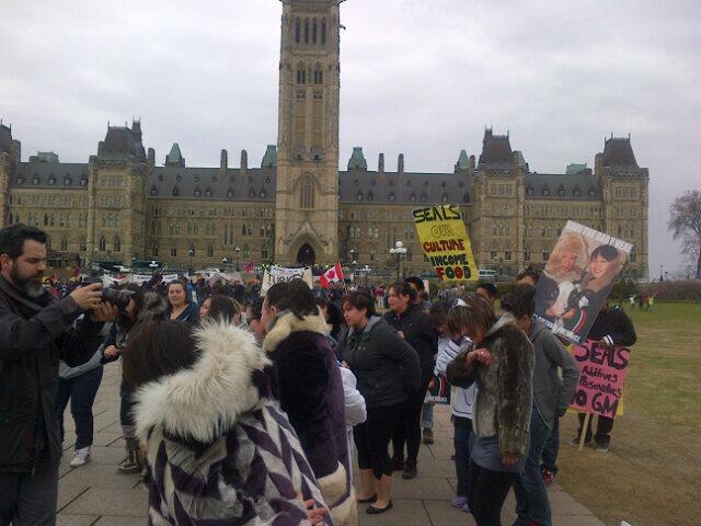 Inuit of Nunavut support sealing on Parliament Hill. Image courtesy of Maatalii Okalik.