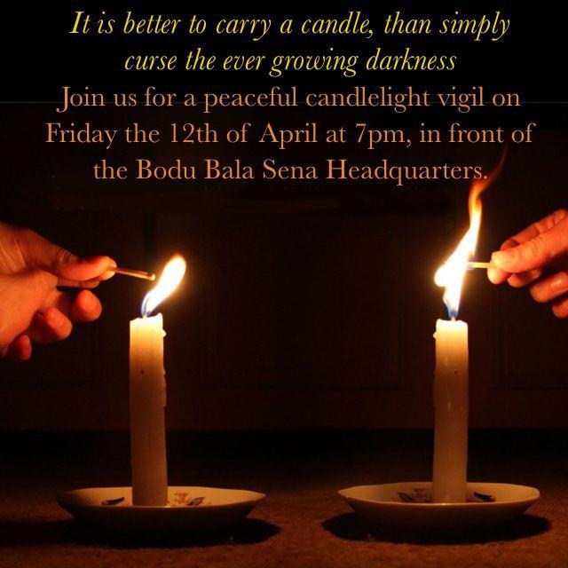 Invitation to the candlelight vigil. Image courtesy Buddhists Questioning Bodu Bala Sena Facebook Page