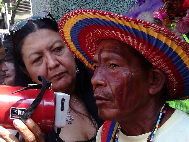 Yukpa leader Sabino Romero at a 2012 protest. Image by Flickr user lubrio (CC BY 2.0)
