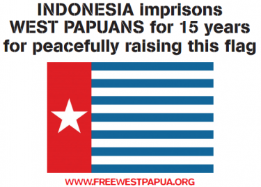 A postcard showing the banned flag of West Papua