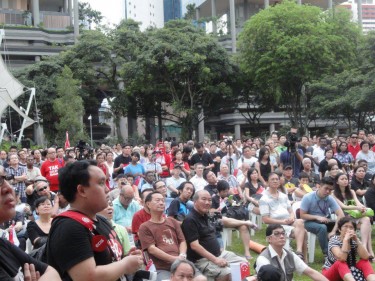 Singaporeans gathered at Hong Lim Park to protest the government's population program. Photo from Facebook of Gilbert Goh