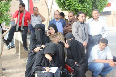 Yemen's Human Rights Minister Hooreya Mashhoor joining the youth activists who went on hunger strike and a sit-in to demand the release dozens of activists held at the central prison compound in Sanaa.  