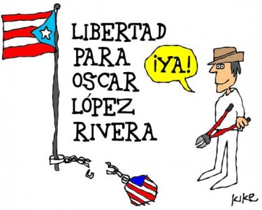 "Freedom for Oscar López Rivera, Now!" by Kike Estrada. Taken with permission from planetakike.com.