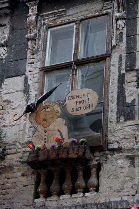 Creative Budapest window art; photo courtesy of Alternative Budapest.