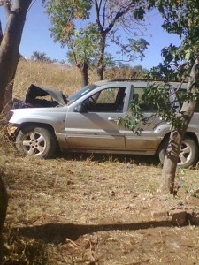 Edward Chindori-Chininga's car after the accident. Photo source: Baba Jukwa Facebook page.