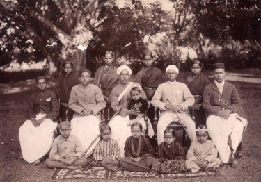 Image contributed to the Indian Memory Project by Laxmi Murthy, Bangalore: "My great-grandparents (right) with the Chennagiri family, Tumkur, Mysore State (now in Karnataka), circa 1901."