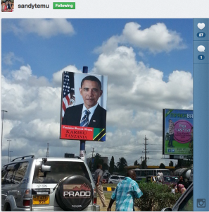 Image of President Barack Obama on a billboard in Dar Es Salaam. Photo courtesy of Sandy Temu.