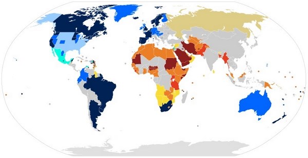 World homosexuality Laws. Click on image to see legend. courtesy Wikimedia Commons. CC BY-SA 3.0