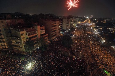 Celebrations in capital Cairo, the night Morsi is removed. Image by A.R Media Bank International Copyright Demotix July 3, 2013