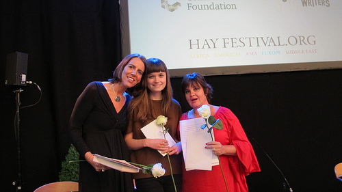 2013 Commonwealth Writers Prize Winner, Lisa O'Donnell and co-winners of the 2013 Commonwealth Short Story Prize, Eliza Robertson and Sharon Millar, at the Hay Festival.