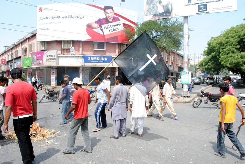 Las empresas cerraron en protesta por el atentado contra la iglesia en Peshawar. Imagen de Rajput Yasir. Derechos de autor Demotix (23/9/2013)